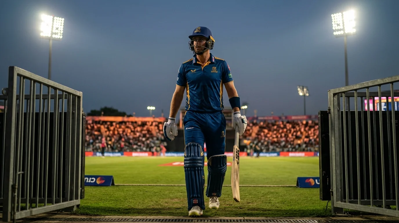 Schlagmann betritt das Feld, im Fokus der Top-Batsman-Wette