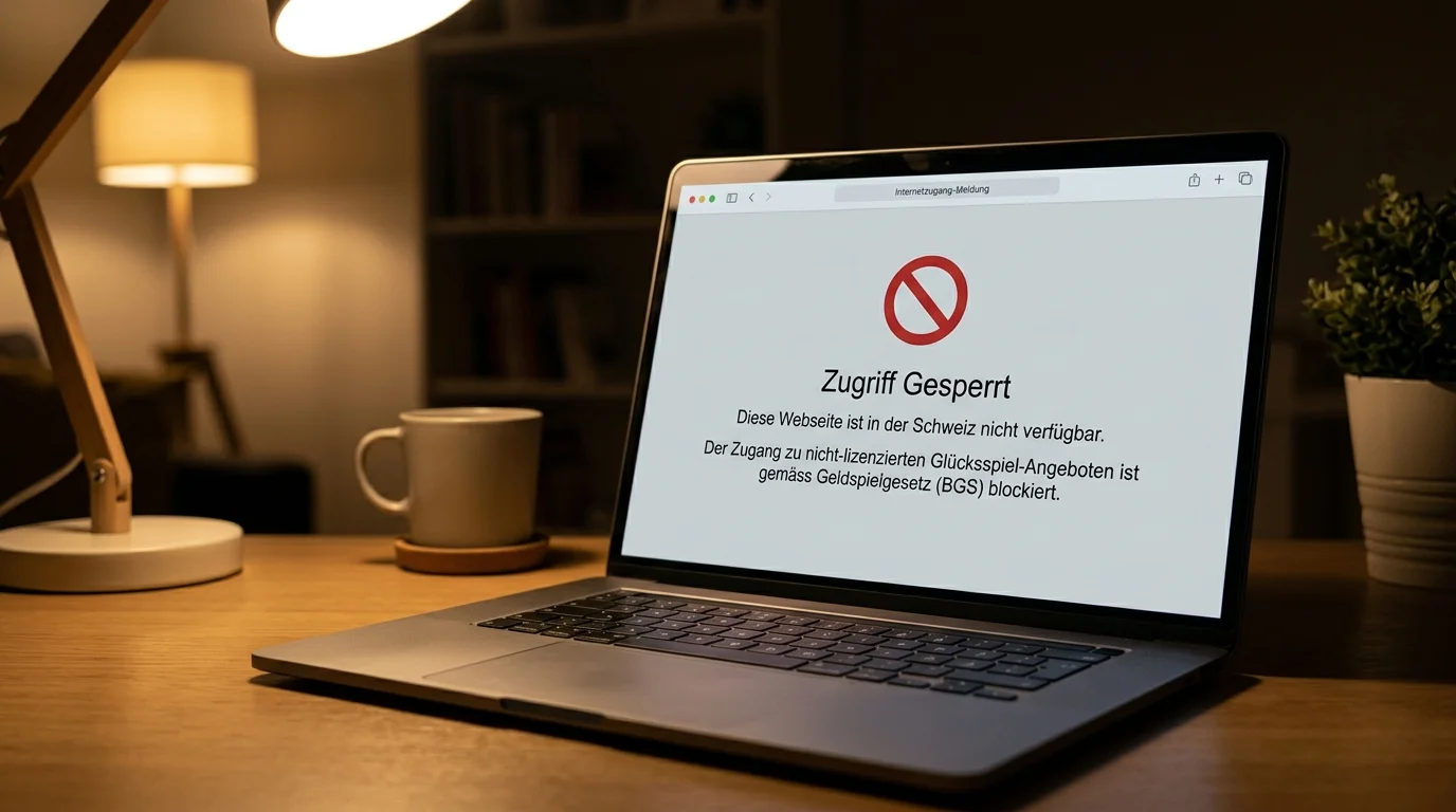 Sperrmeldung des Internetproviders beim Aufruf einer nicht konzessionierten Offshore-Wett-Seite in der Schweiz