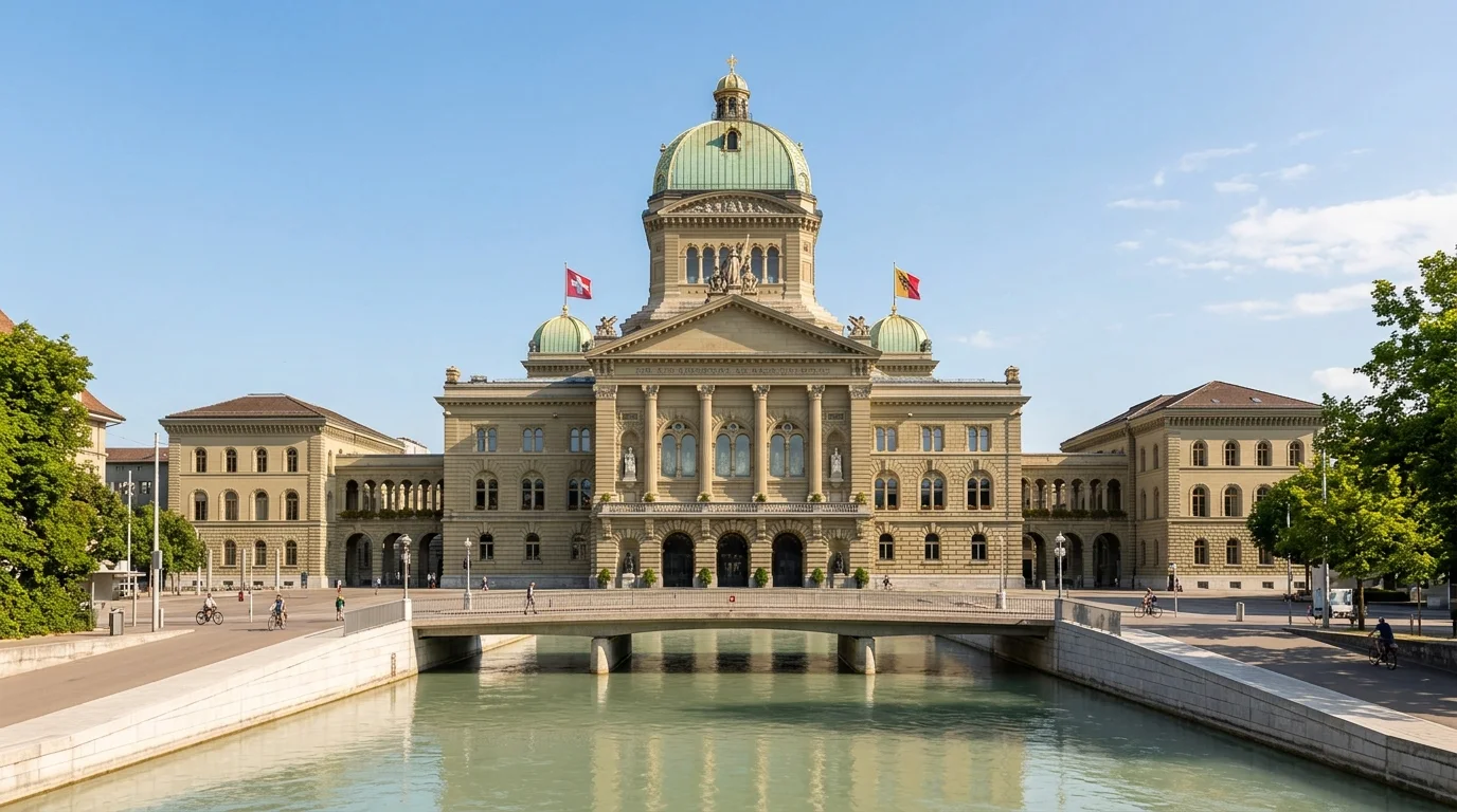 Schweizer Parlamentsgebäude als Sinnbild des gesetzlichen Rahmens für Cricket-Wetten in der Schweiz