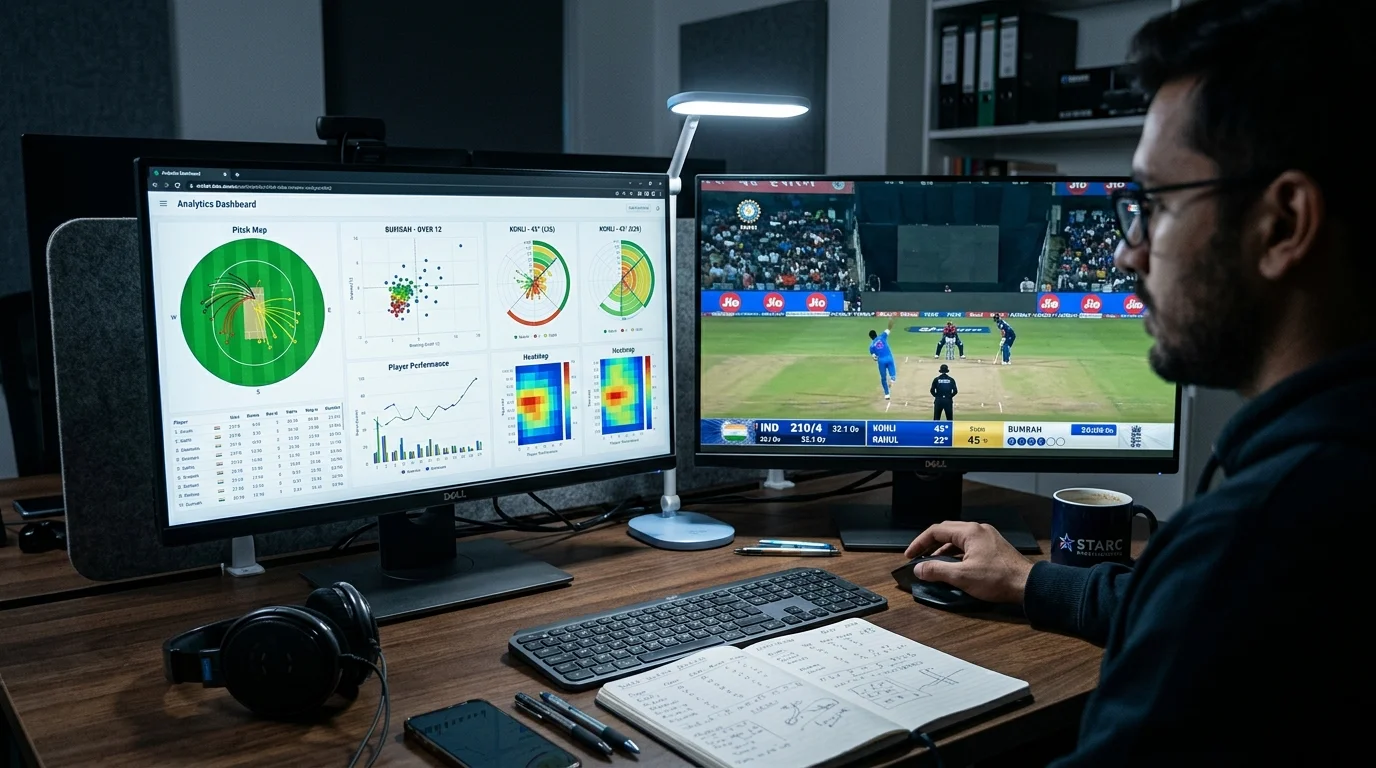 Bildschirme mit Cricket-Daten als Grundlage moderner Quotenmodelle