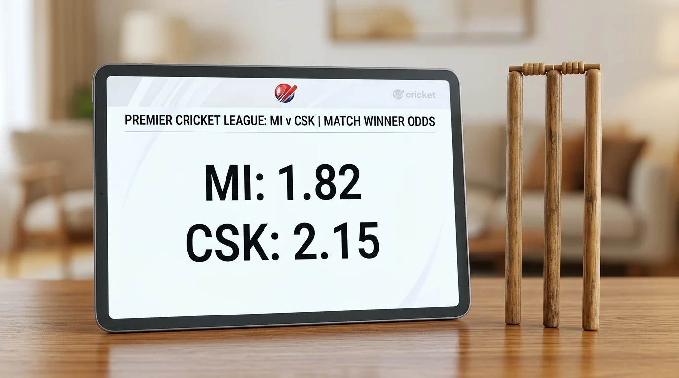Anzeige von Dezimalquoten für ein Cricketspiel auf einem Bildschirm