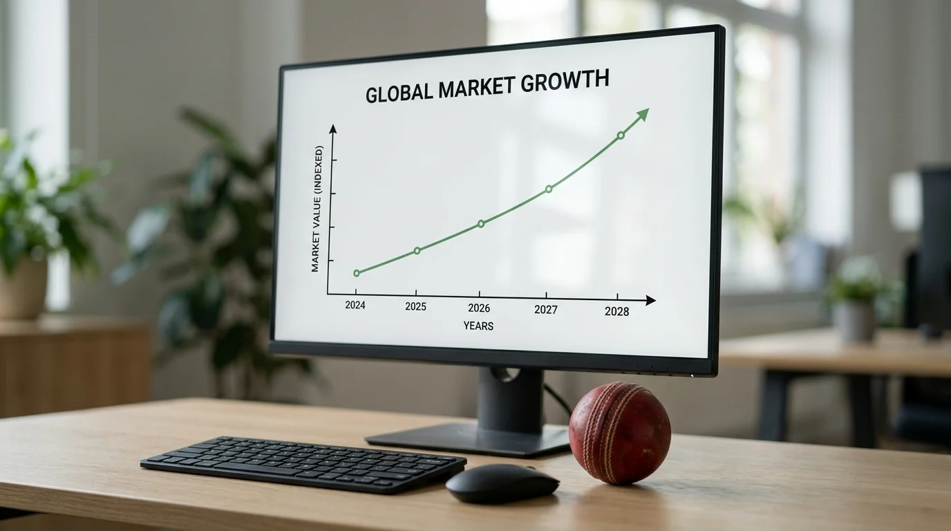 Einfaches aufsteigendes Diagramm zum globalen Volumen des Cricket-Wettmarkts