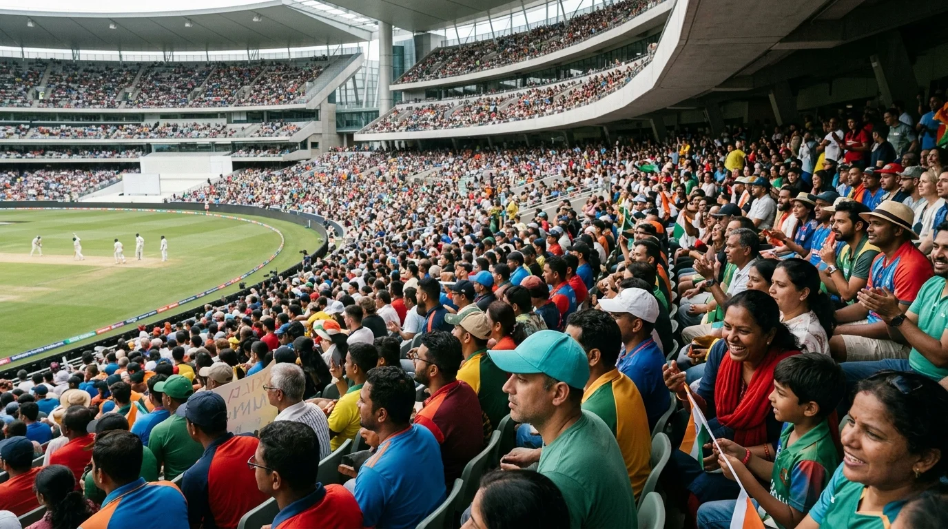 Wachsendes internationales Cricketpublikum in einem vollen Stadion