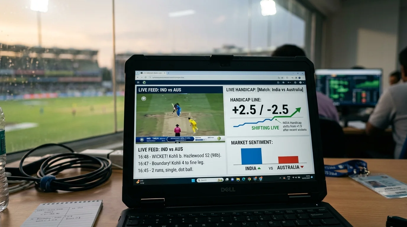 Sich verschiebende Handicap-Linie auf dem Bildschirm während eines Cricketspiels