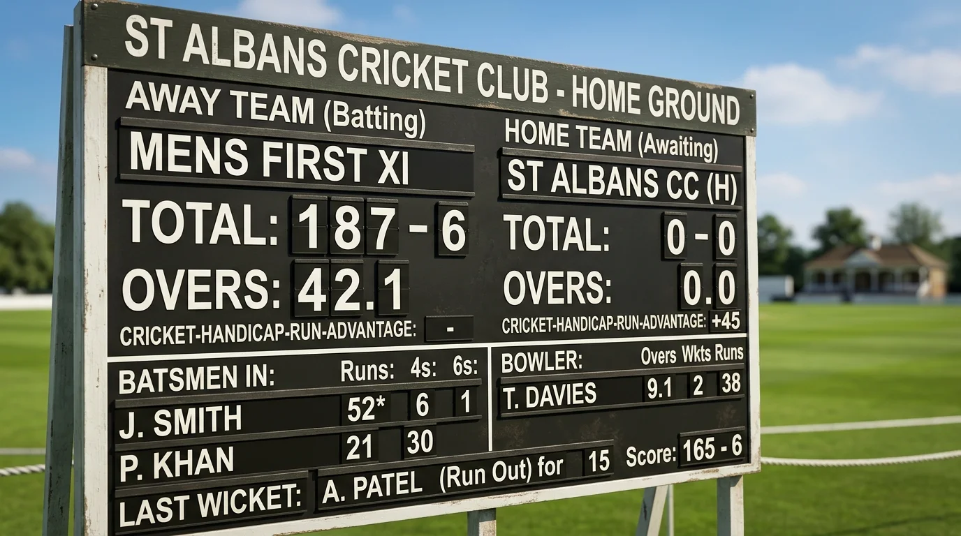 Darstellung eines Run-Vorsprungs zwischen zwei Cricket-Teams