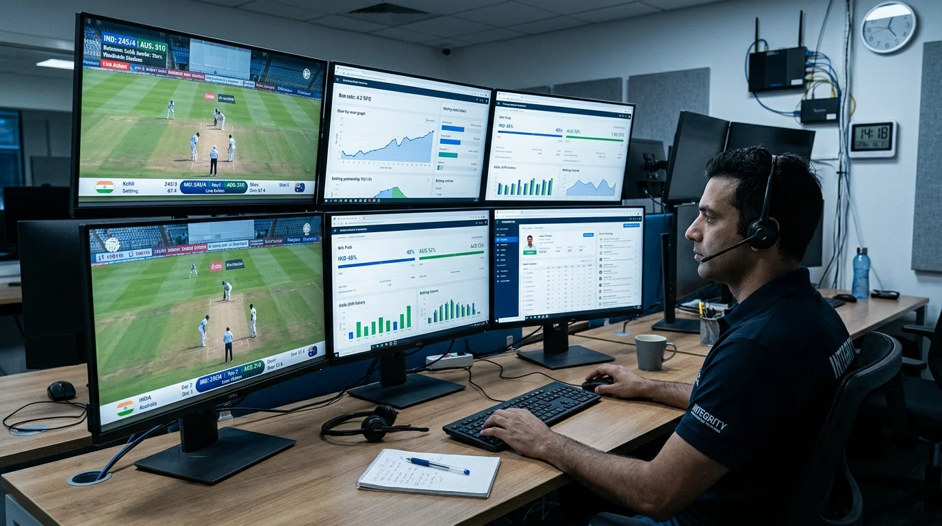 Überwachungsbildschirme analysieren Cricket-Daten zum Aufspüren von Manipulation