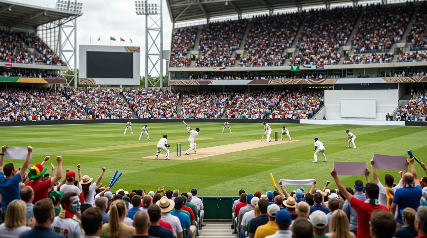 Internationales Cricketspiel vor grosser Zuschauerkulisse in einem Stadion