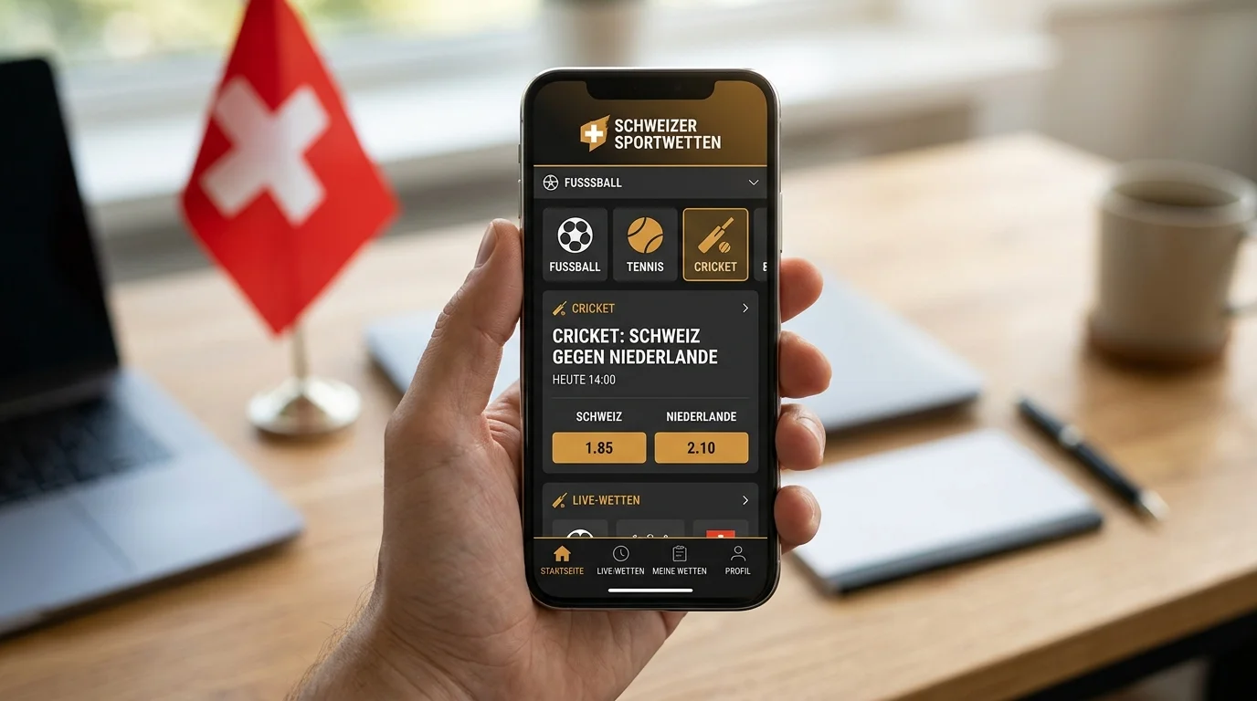 Smartphone mit der Wettoberfläche eines konzessionierten Schweizer Anbieters für Sportwetten