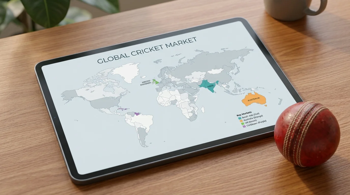 Einfache Weltkarte zeigt die regionale Verteilung des Cricket-Wettmarkts