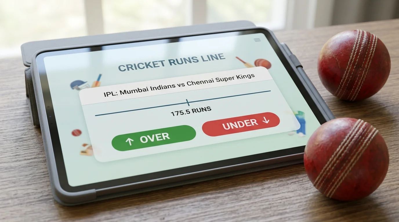 Bildschirm zeigt, wie eine Runs-Linie für ein Cricketspiel gebildet wird