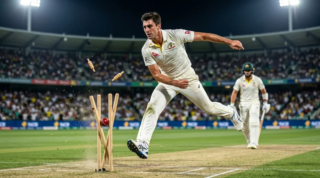 Bowler nimmt ein Wicket als zentrales Motiv der Spieler-Wettmärkte im Cricket