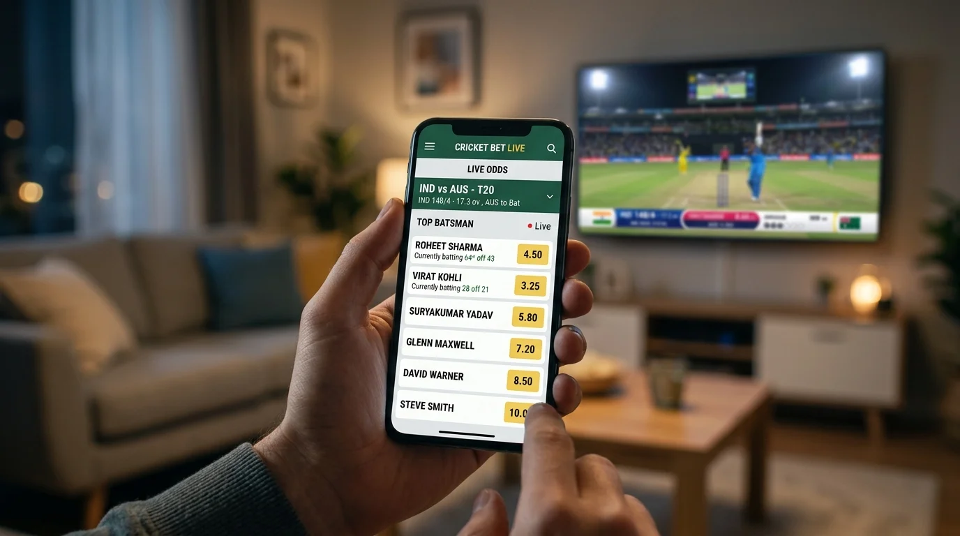 Live-Quoten zur Top-Batsman-Wette auf dem Smartphone während des Innings