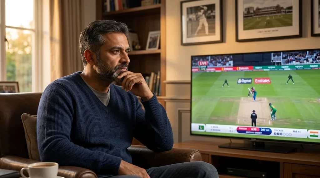 Aufmerksamer Cricket-Beobachter analysiert ein Live-Spiel zur Suche nach Value Bets