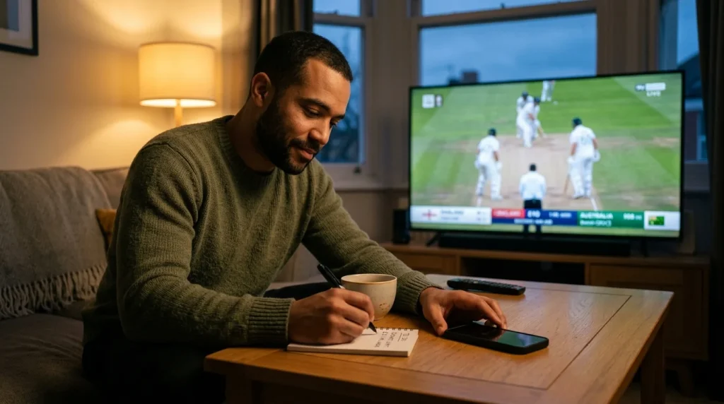 Ruhige Person setzt sich bewusste Grenzen beim Cricket-Wetten zu Hause