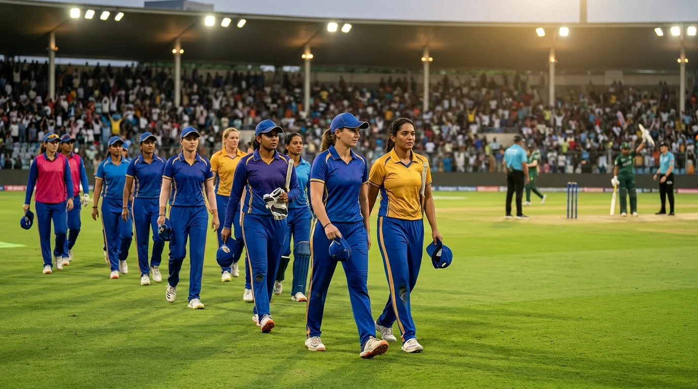 Frauen-Cricket-Team betritt das Spielfeld vor einem Spiel